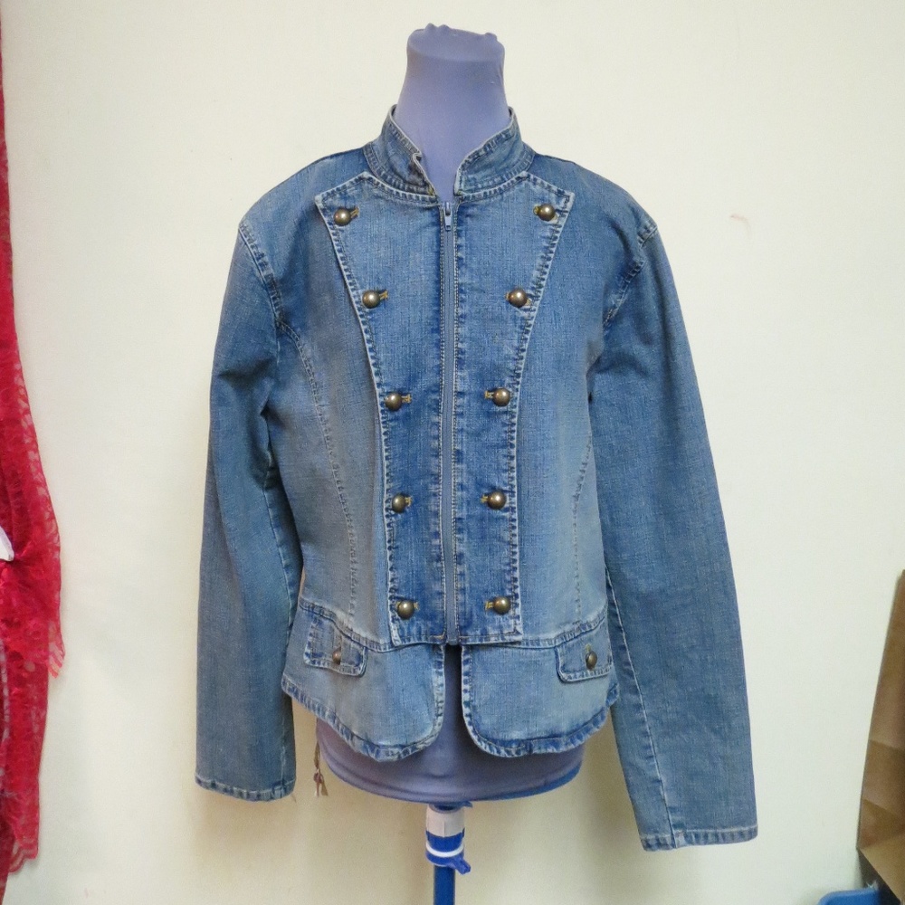 Lena Jeans Jacket, size L Steampunk Blue Denim